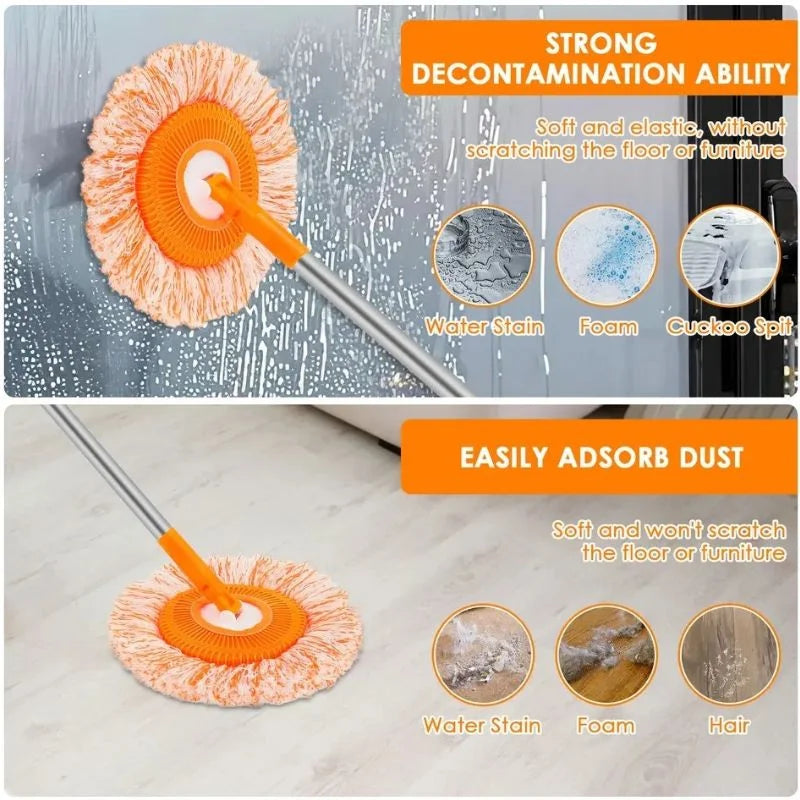 360° Rotating Microfiber Floor Mop with 2 Replacement Mop Heads